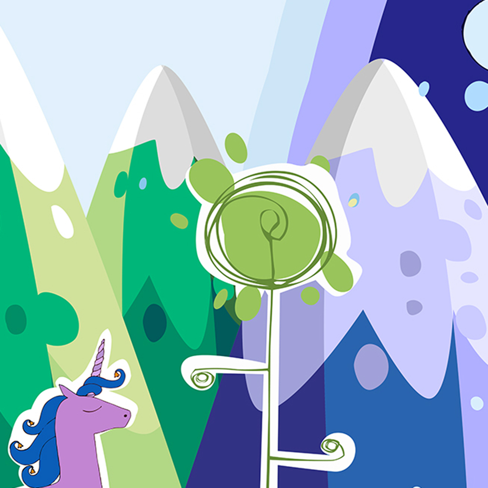 Необычные дизайнерские обои ОБОИ Долина Единорогов 5 / Unicorn Valley 5 от WALL STREET