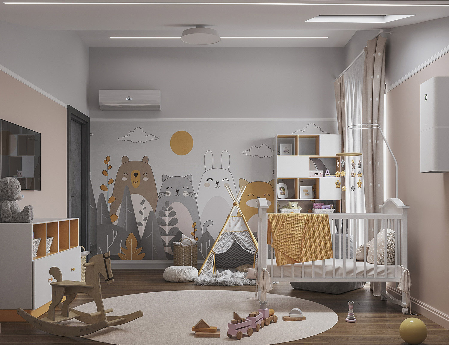 Дизайн детской комнаты для девочки с мягкой стеной