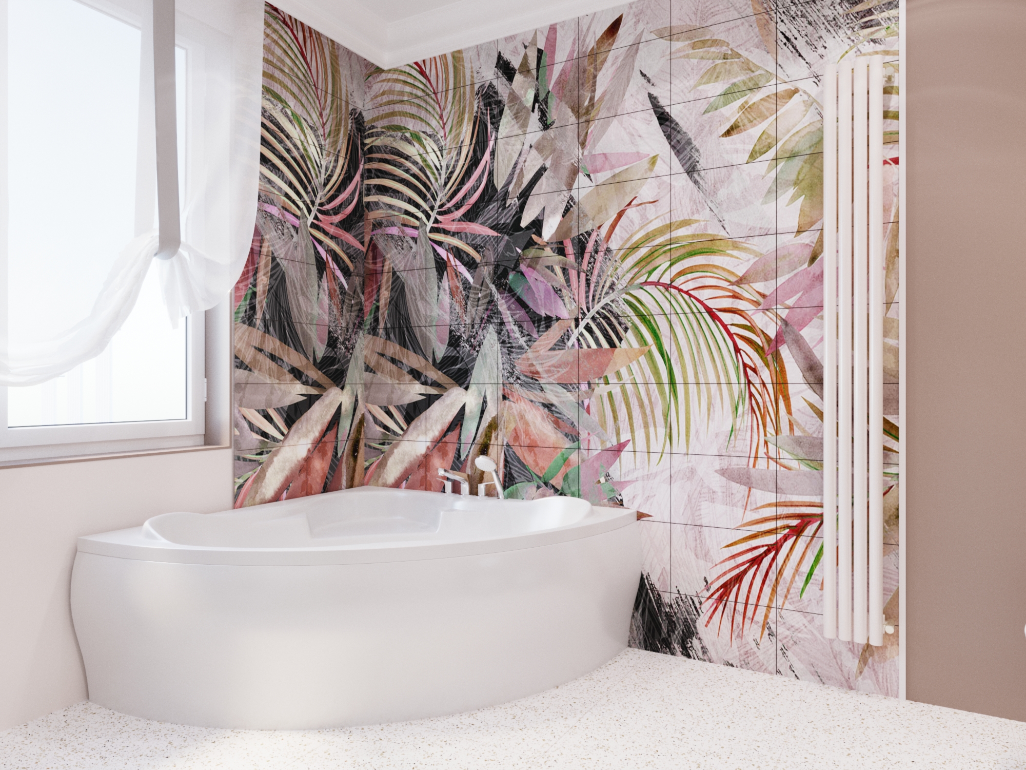 Необычные дизайнерские обои ОБОИ SELVA для ванной в розовых оттенках от WALL STREET